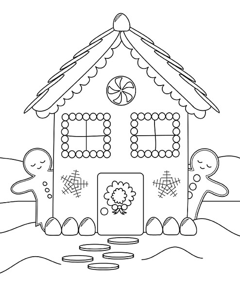 Free Printable Gingerbread House Coloring Pages for Kids