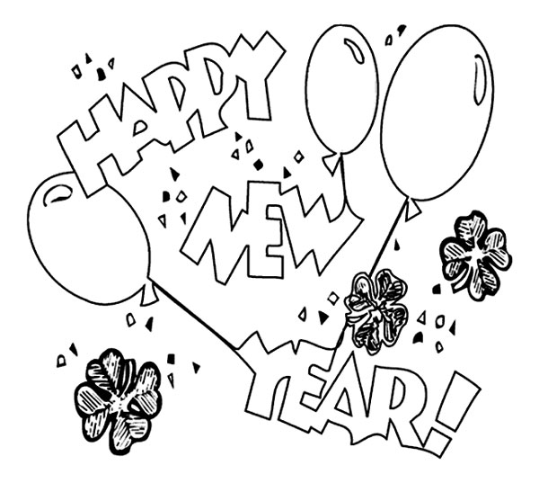 Printable Happy New Year Coloring Page