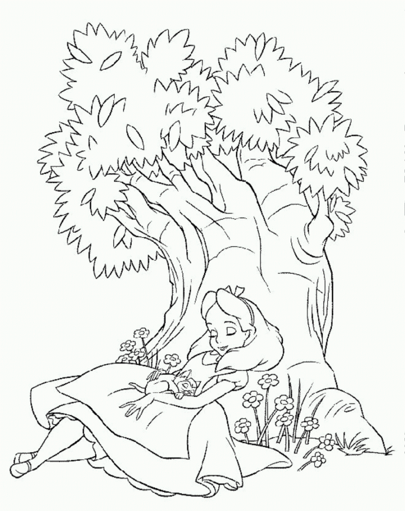 Alice Sleeping in Wonderland Coloring Pages