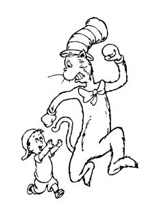 free printable cat in the hat coloring pages for kids