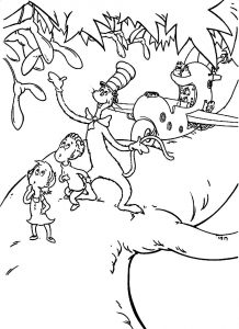 free printable cat in the hat coloring pages for kids