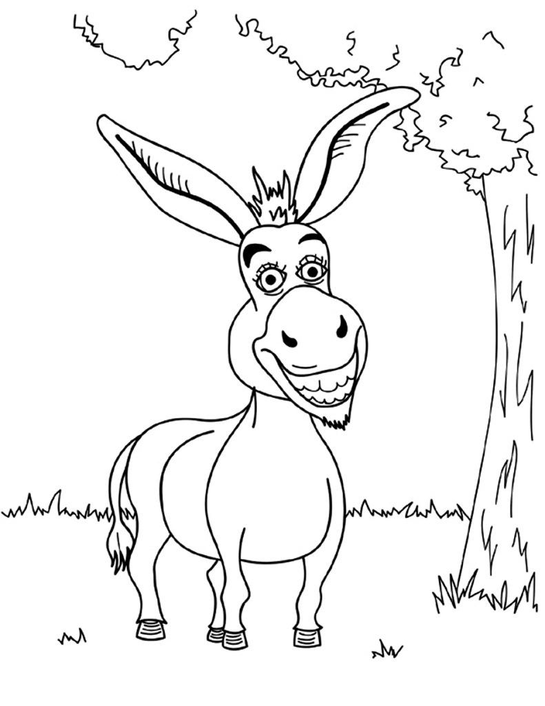 Funny Donkey Coloring Pages
