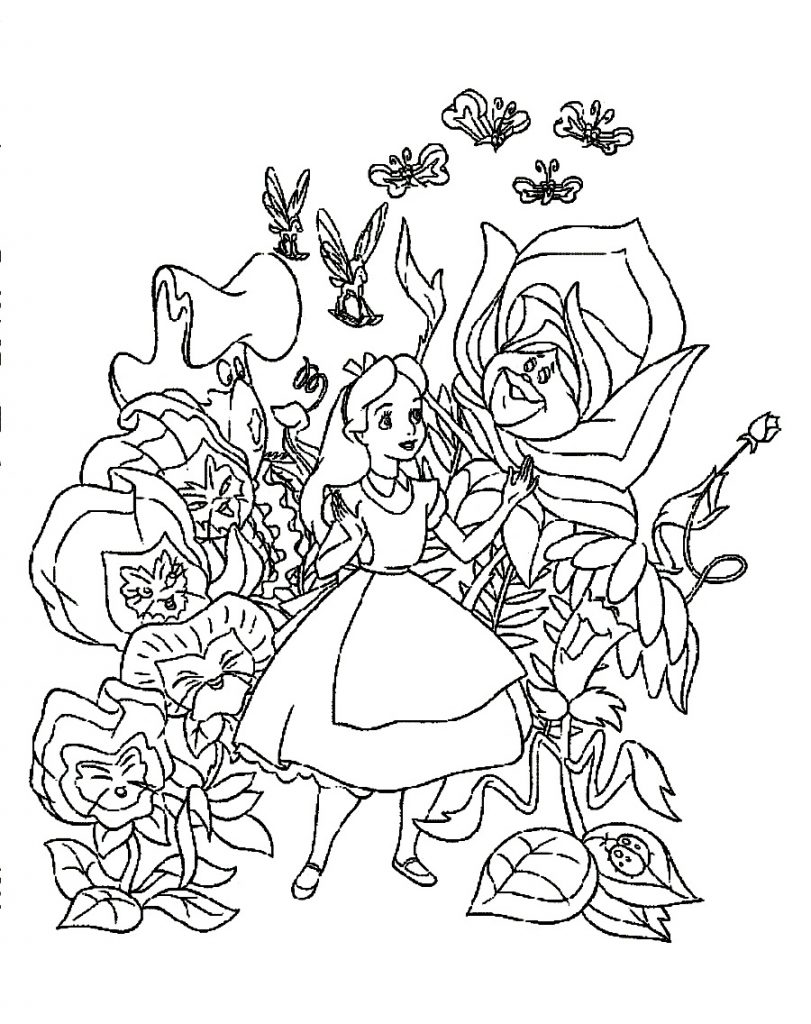 Alice in wonderland adult coloring book