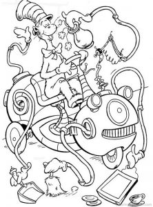 free printable cat in the hat coloring pages for kids