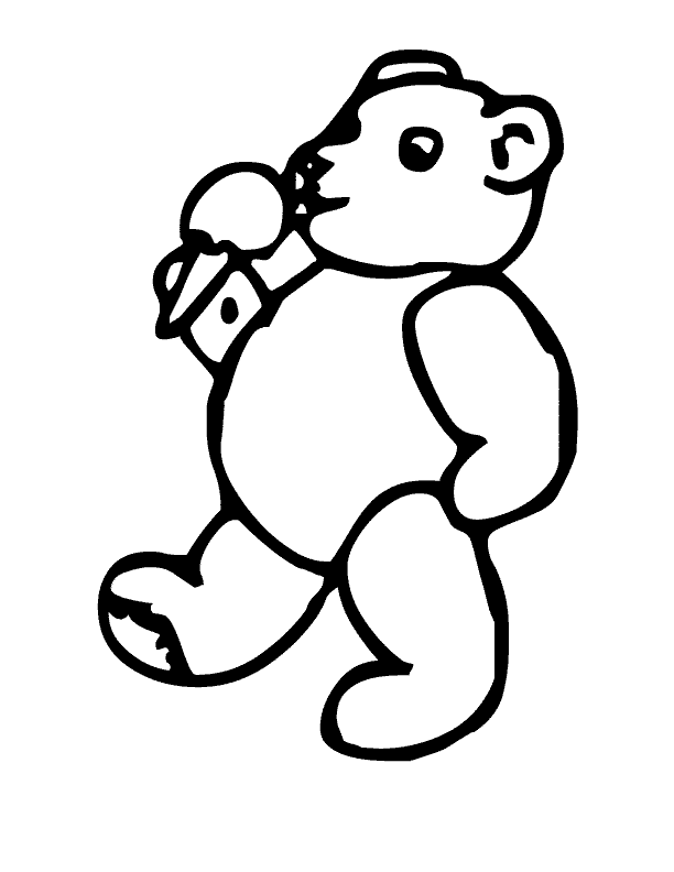 Bear Eating Ice Cream Cone Coloring Page