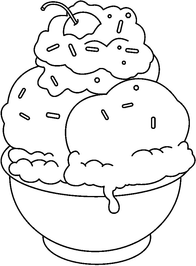 Bowl Of Ice Cream Coloring Page