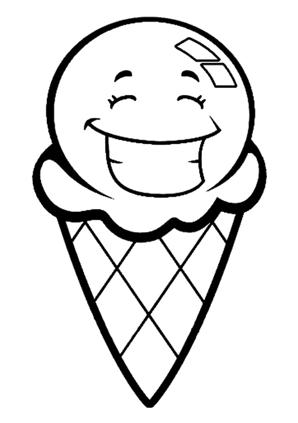 Happy Ice Cream Cone Coloring Page