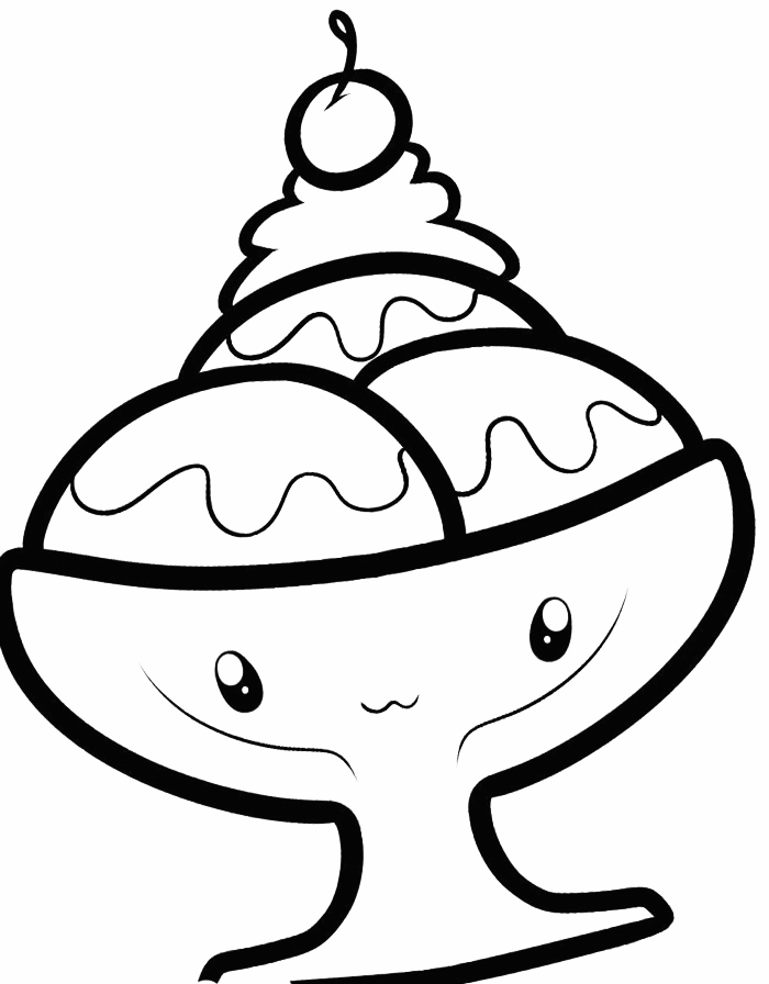 Kawaii Ice Cream Coloring Page