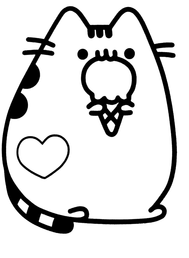 Pusheen Ice Cream Coloring Page