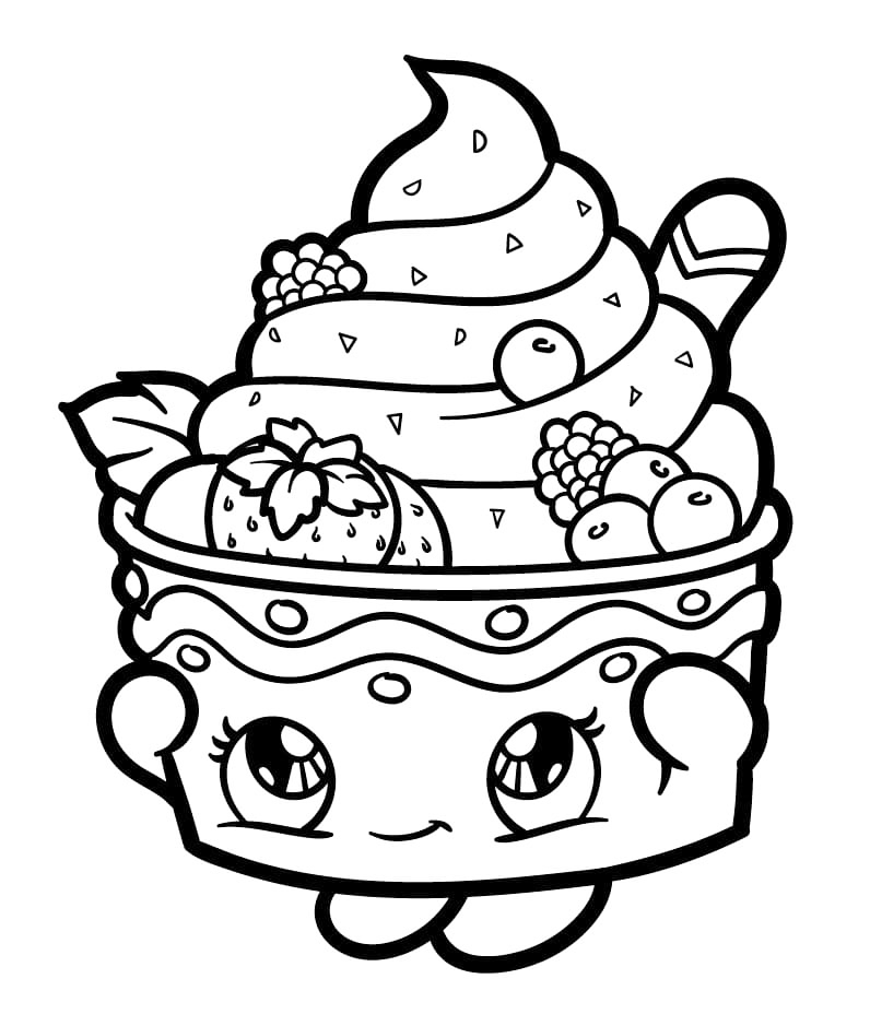 Shoppie Strawberry Ice Cream Coloring Page