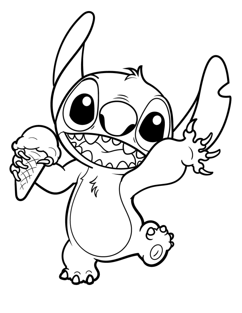 Stitch Has An Ice Cream Cone Coloring Page