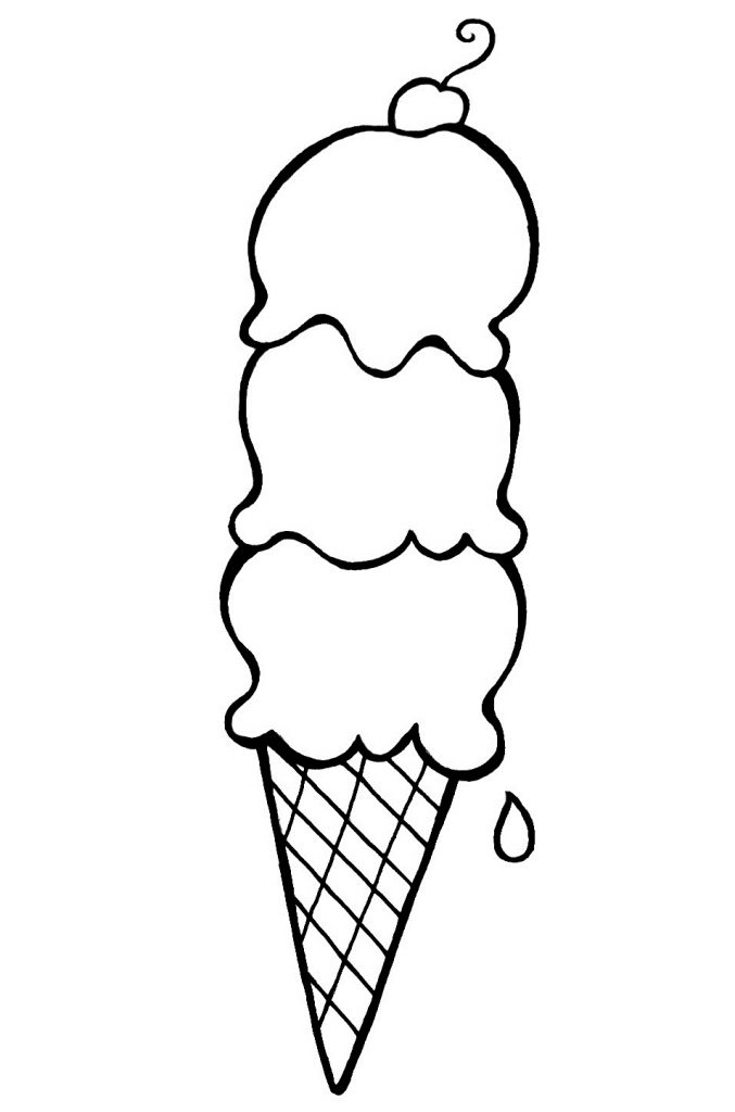 Triple Decker Ice Cream Cone Coloring Pages