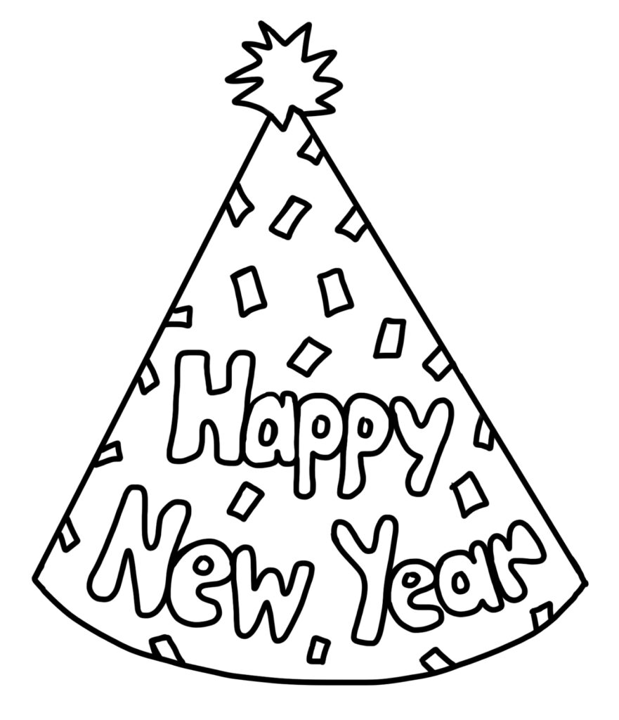 Happy New Year Hat Coloring Page