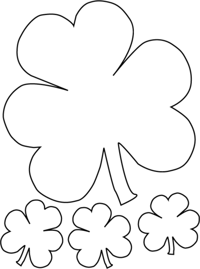 Four Shamrocks Coloring Page