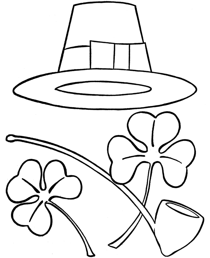 Hat And Shamrocks Coloring Page