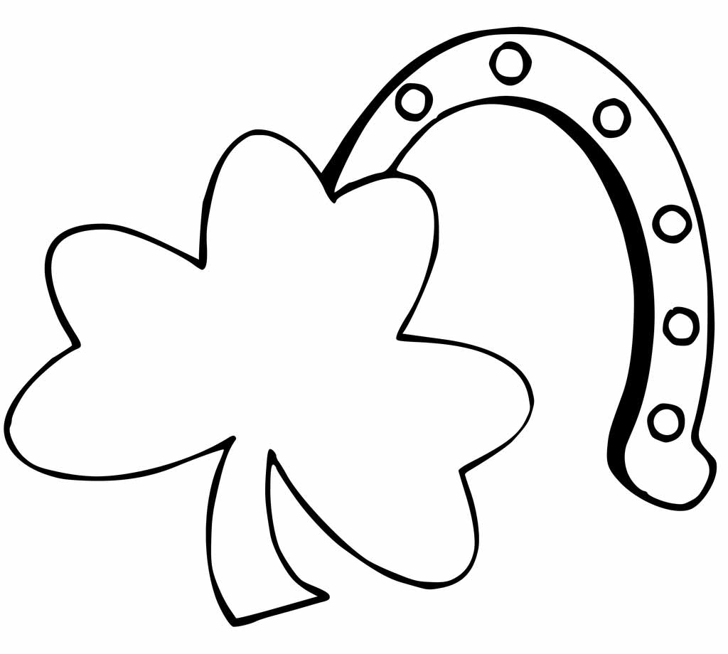 Horseshoe And Shamrock Coloring Page