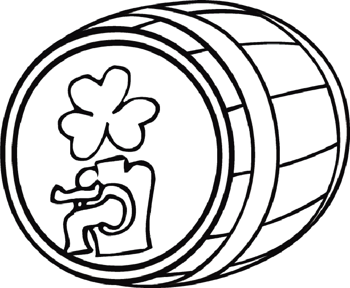Keg With Shamrock Coloring Page