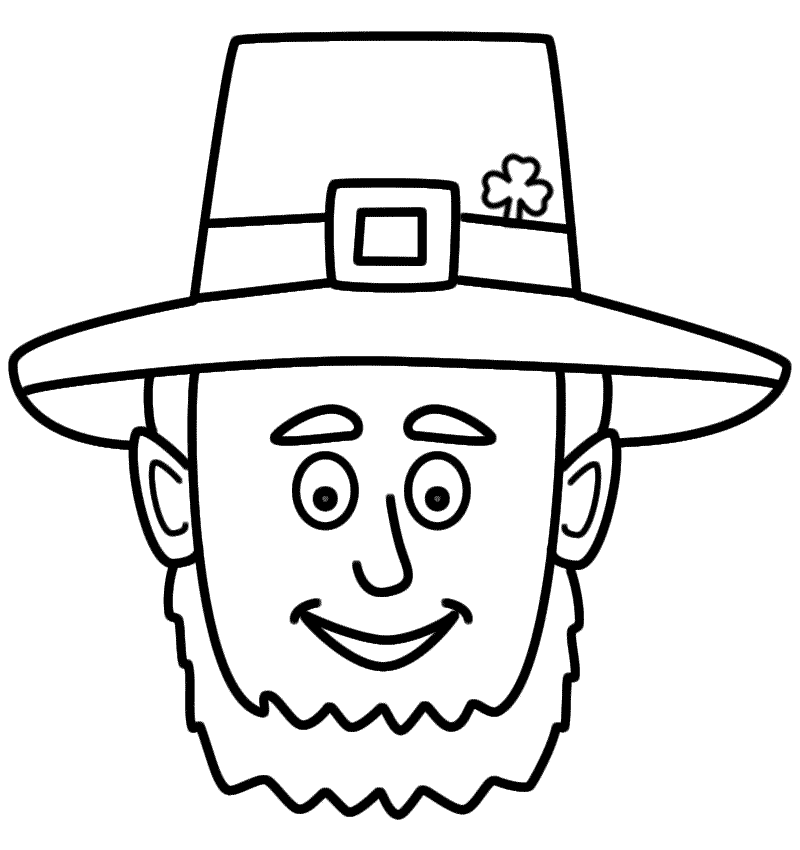 Leprechaun Head With Shamrock Hat Coloring Page