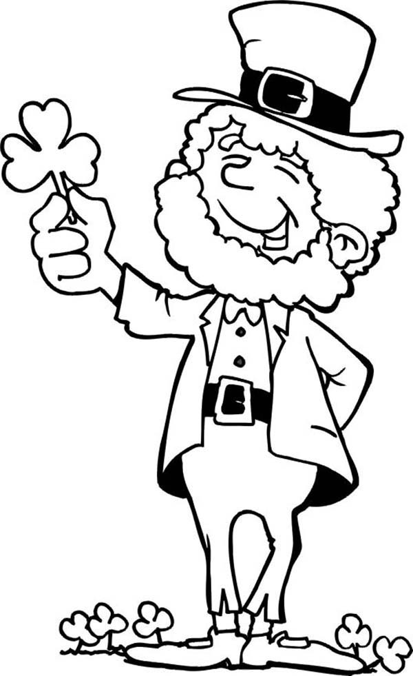 Leprechaun With Shamrock Coloring Page