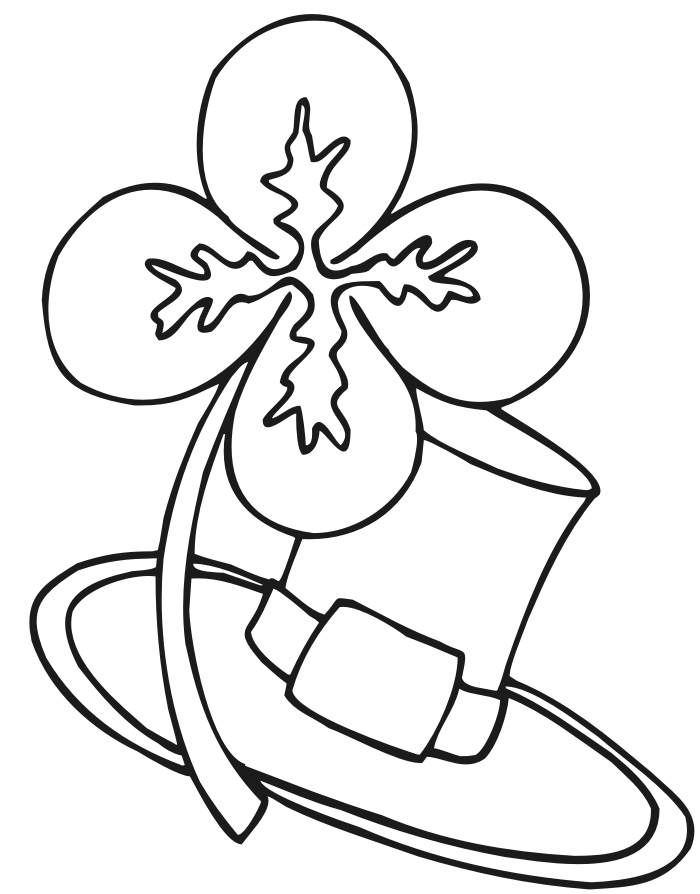 Shamrock and Hat Coloring Page