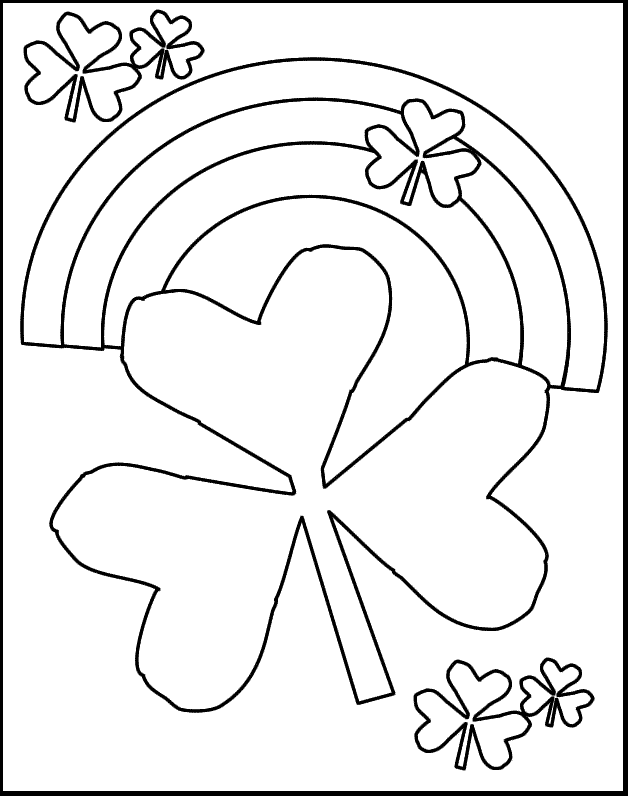 Shamrock And Rainbow Coloring Page