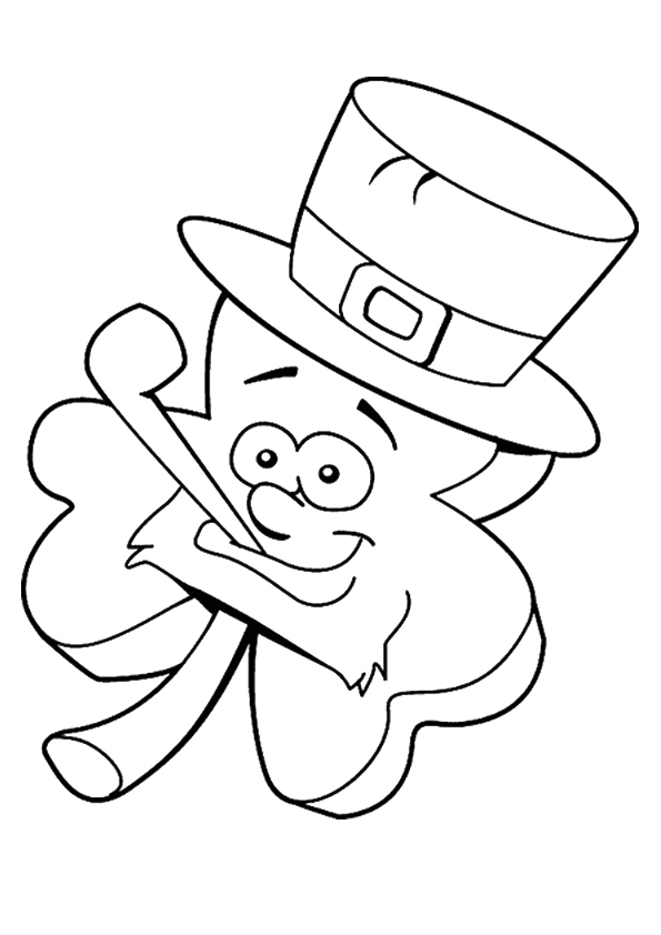 Shamrock With Hat Shamrock Coloring Page