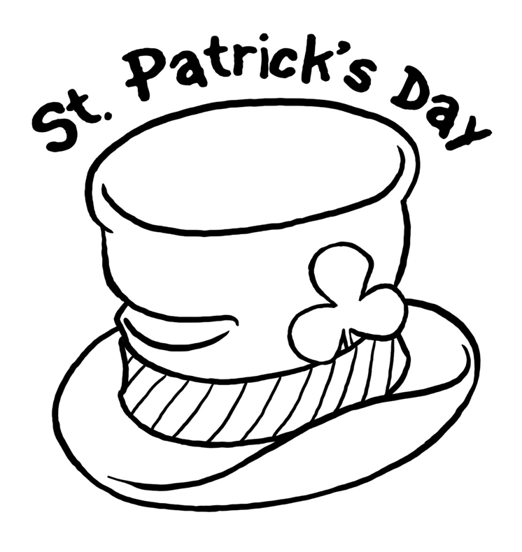 St Patricks Day Hat With Shamrock Coloring Page