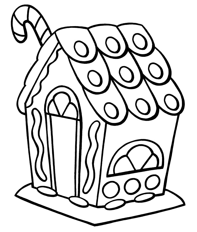 Cookie Gingerbread House Coloring Page