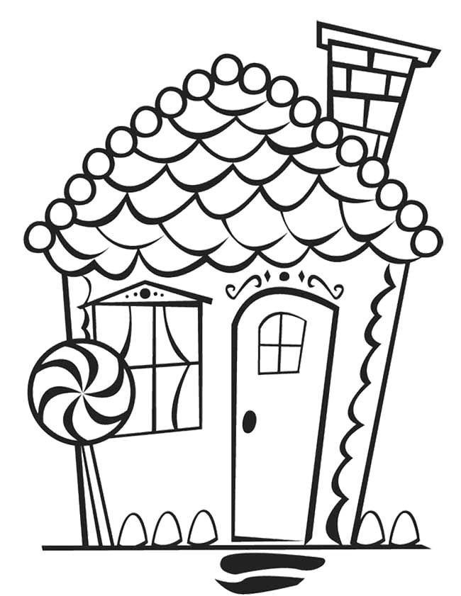 Cute Gingerbread House Coloring Page