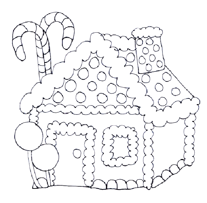 Gingerbread House Printable Coloring Page