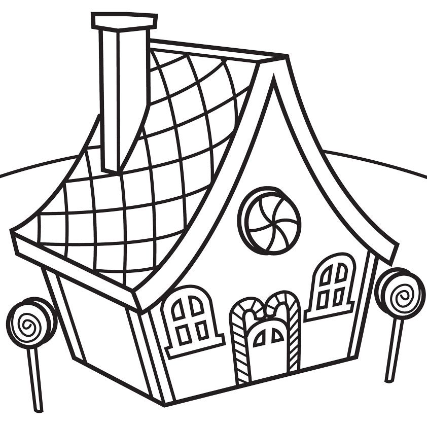 Gingerbread House With Candy Coloring Page