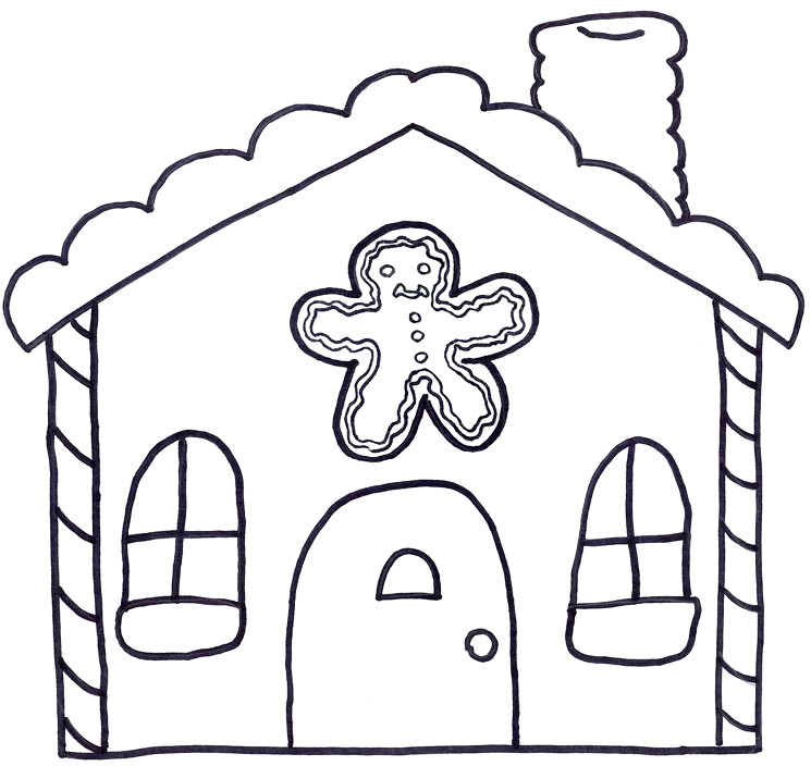 Gingerbread House With Gingerbread Man Coloring Page