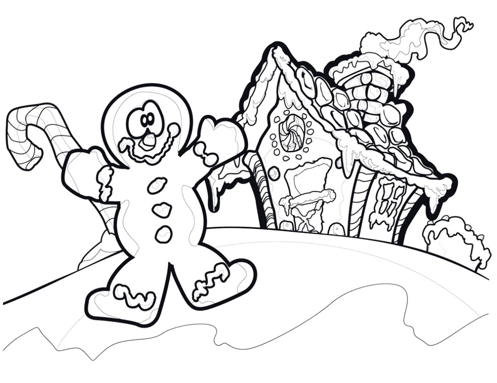 Gingerbread Man And House Coloring Page