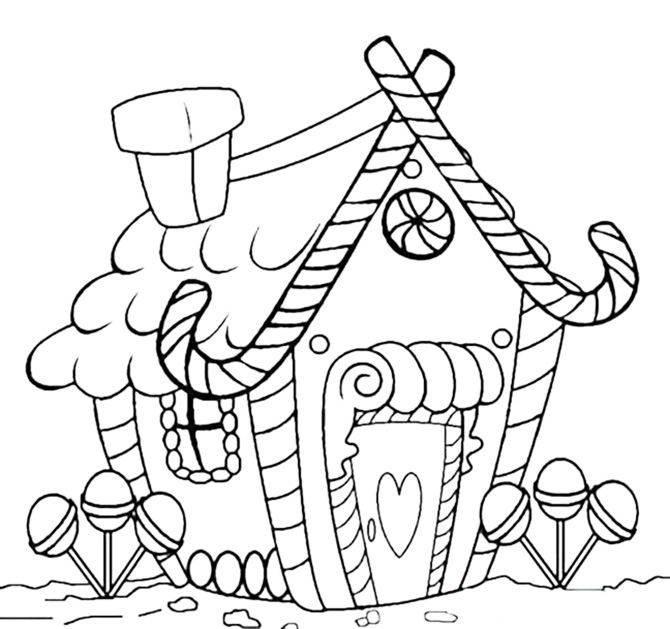 Gingerbread And Candy Canes Coloring Page