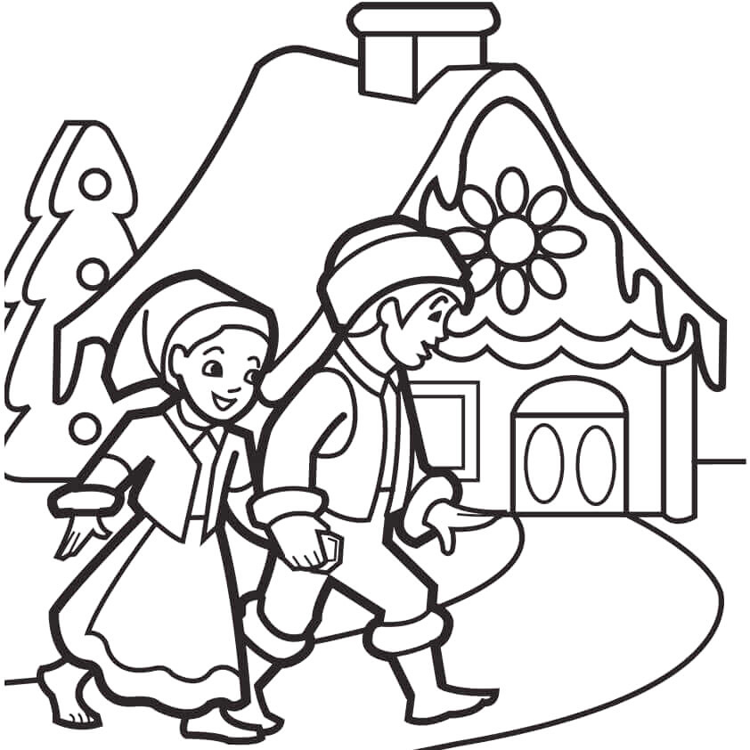 Hansel And Gretel And The Gingerbread House Coloring Page
