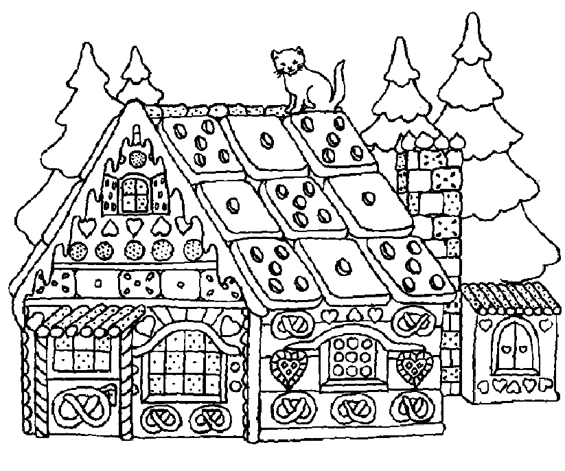 Hard Gingerbread House Coloring Page