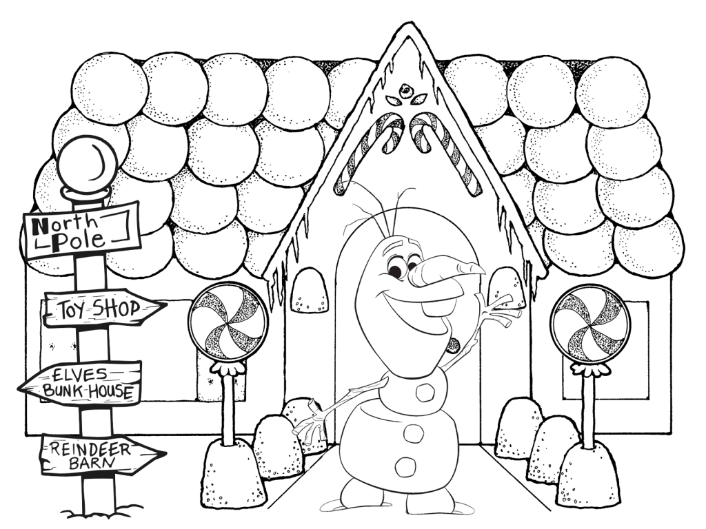 Olafs Gingerbread House Coloring Page
