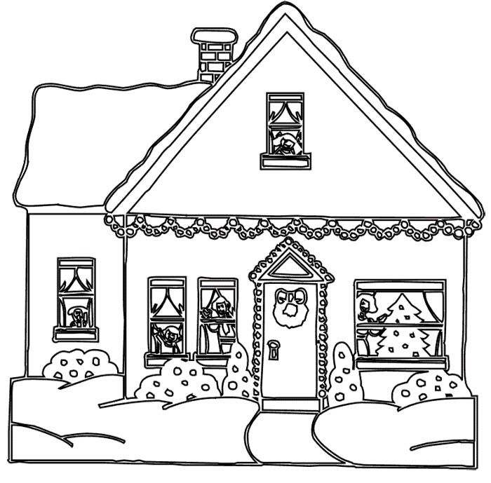 Winter Gingerbread House Coloring Page