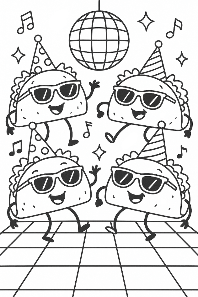 Dancing Tacos In Party Hats