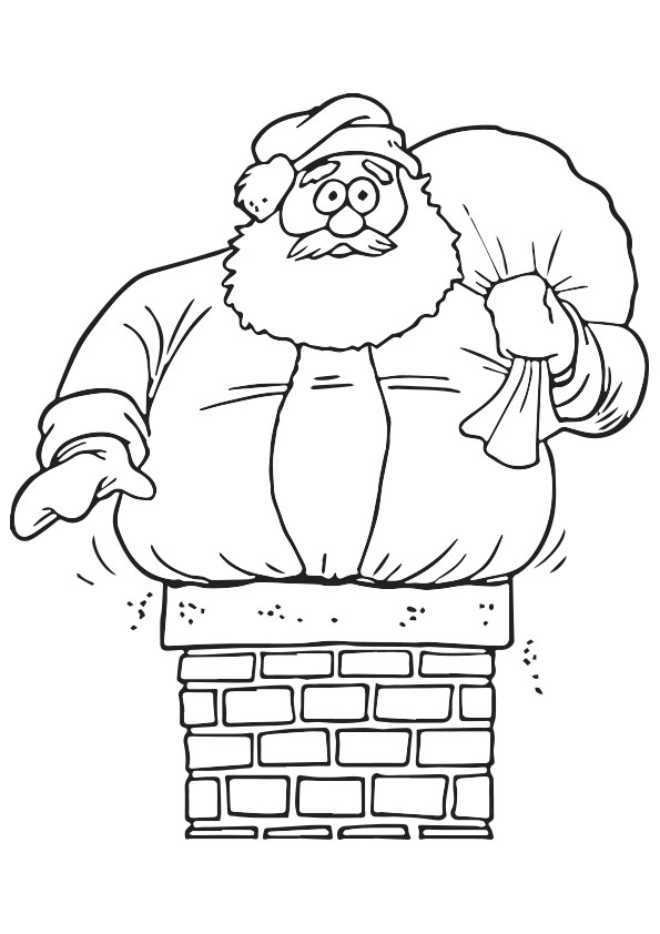 Funny Stuck Santa Coloring Page