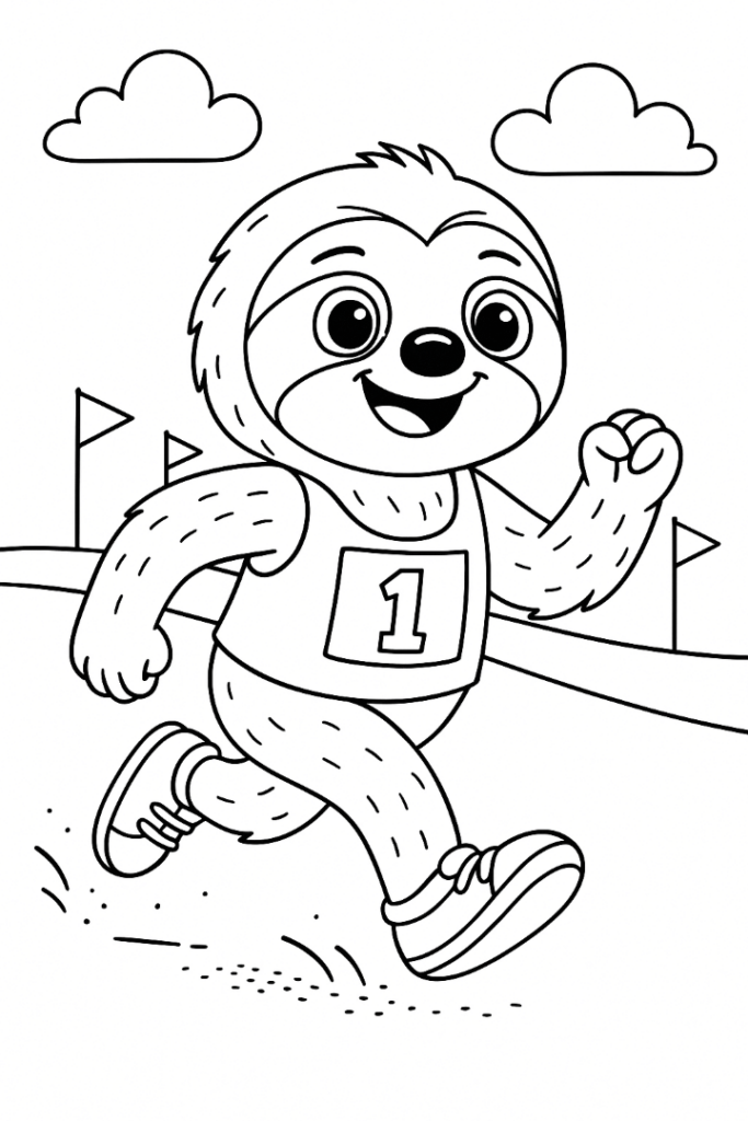 Racing Sloth Coloring Page