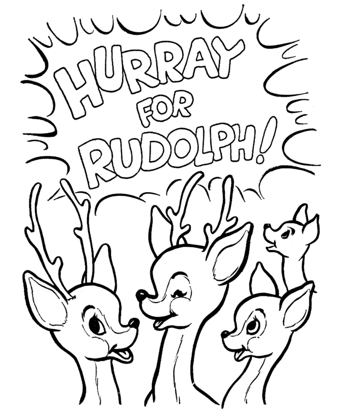 Hurray For Rudolph Coloring Page