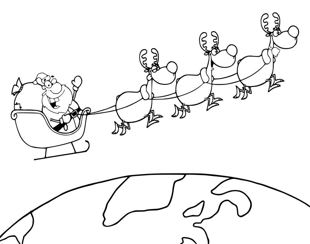 Reindeers And Sleigh Coloring Page