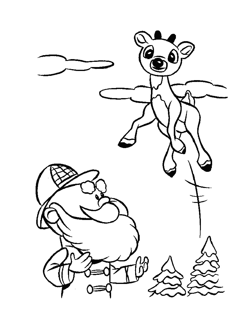 Rudolph Flies Coloring Page