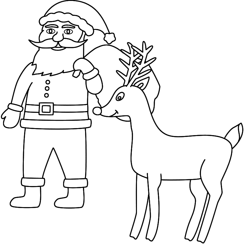 Rudolph And Santa Coloring Pages