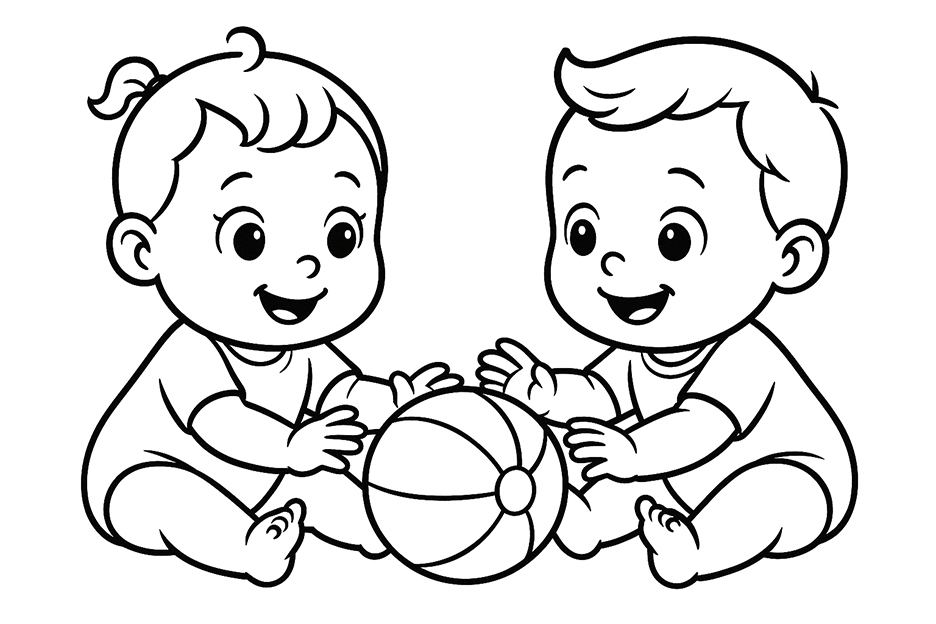 Babies Playing Coloring Page