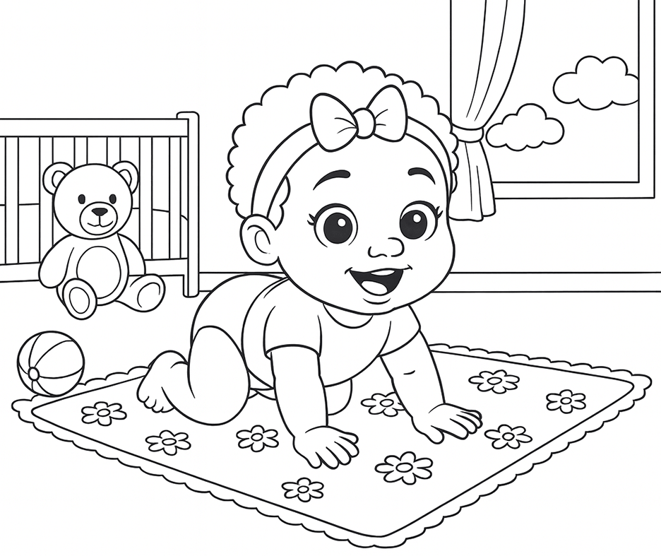 Baby Crawling Coloring Page