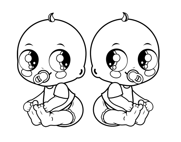 Baby Twins Coloring Pages