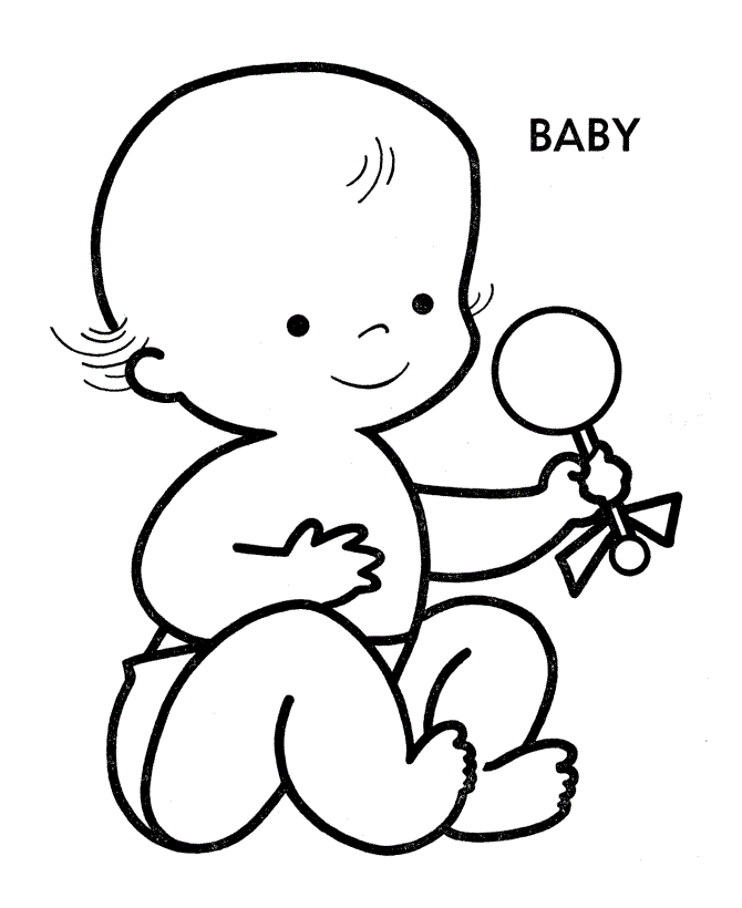 Baby with Rattle Coloring Page