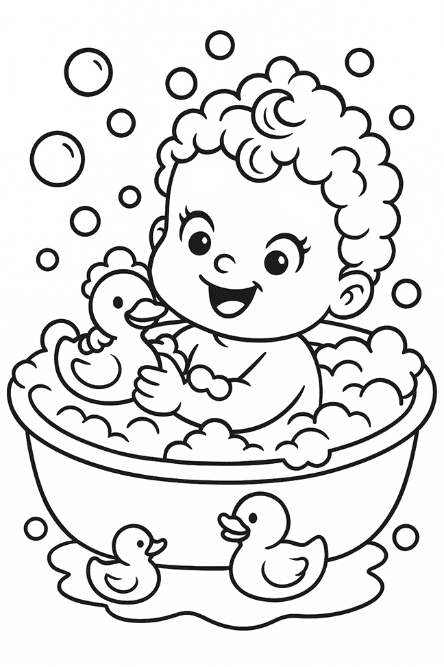 Bubble Bath Coloring Page